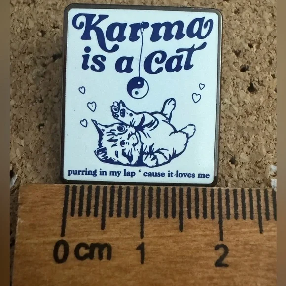 Cute Taylor Swift Inspired Midnights “Karma is a Cat” Enamel Pin - Picture 2 of 3
